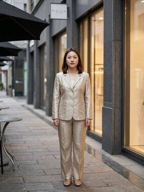 Dress Barn,Jacket+Pant Suit Elegant,Cream,Size 12/10,Button,Pocket,Made in USA.!